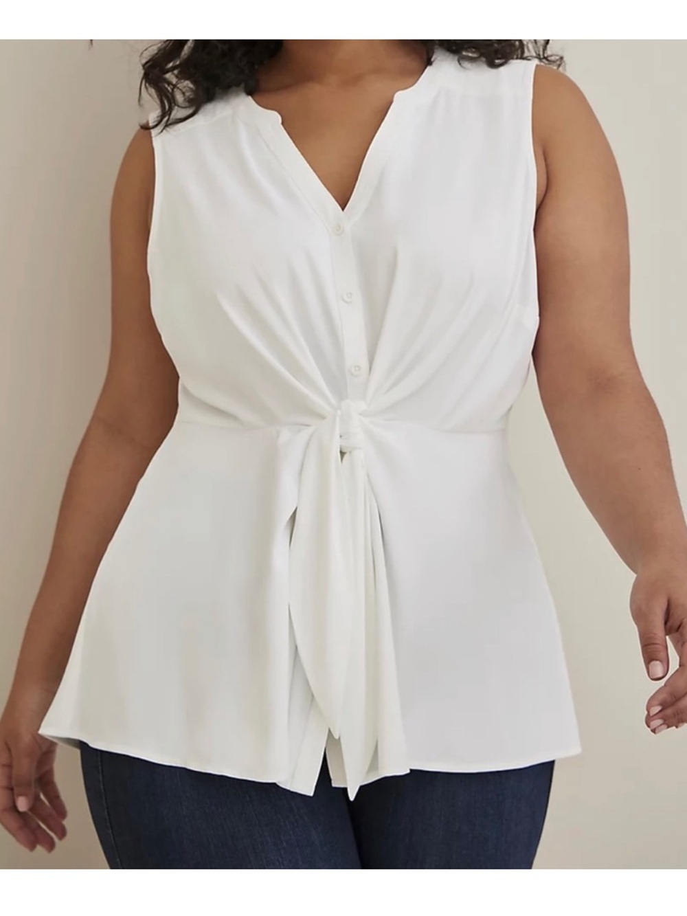 Torrid White Sleeveless Tie-Front Camisole sz3